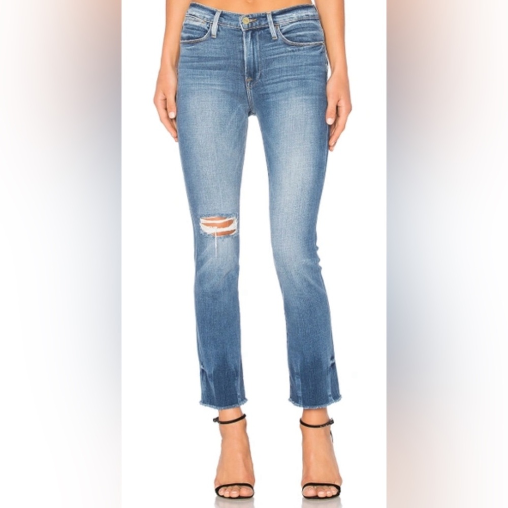 New Frame Le High Straight Distressed Jeans Merriweather Size 27